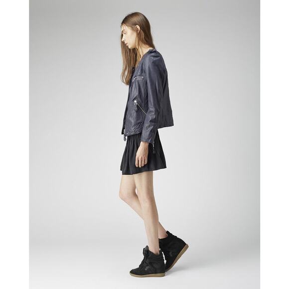 Isabel Marant Atoile Kady Quilted Leather Midnight Blue Moto Biker Jacket Size 4 - Picture 3 of 16